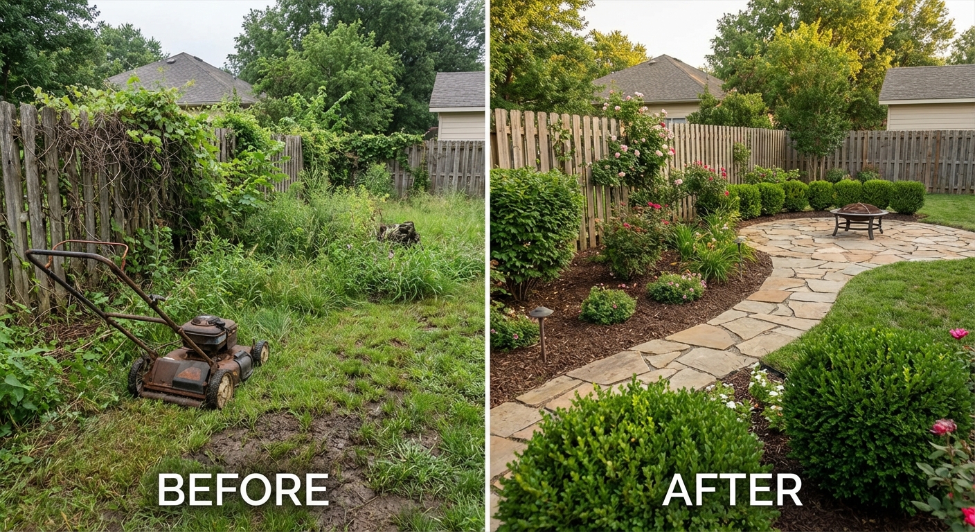 Yard Clean Up Before and After